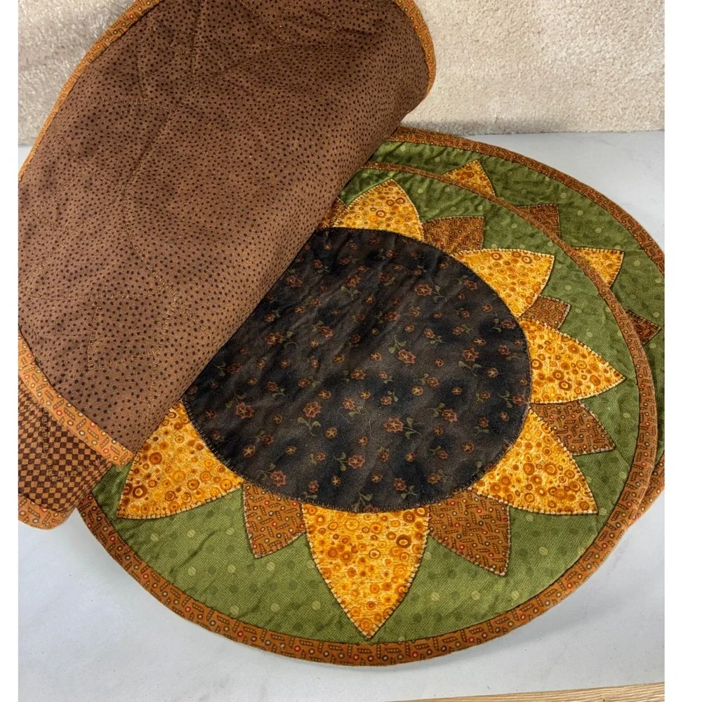Vintage Sunflower Quilted Wall Decor - Patchwork Floral Rustic Boho Cottagecore